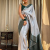 Engaging Grey Soft Silk Saree With Tempting Blouse Piece