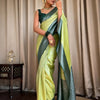 Devastating Pista Soft Silk Saree With Nemesis Blouse Piece
