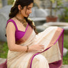 Sizzling Beige Soft Silk Saree With Intricate Blouse Piece