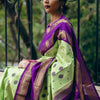 Tempting Pista Soft Silk Saree With Whimsical Blouse Piece