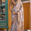 Flaunt Silver Digital Printed Cotton Silk Saree With Bucolic Blouse Piece