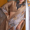 Flaunt Silver Digital Printed Cotton Silk Saree With Bucolic Blouse Piece
