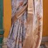 Flaunt Silver Digital Printed Cotton Silk Saree With Bucolic Blouse Piece
