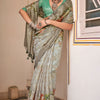 Dalliance Light Pista Digital Printed Cotton Silk Saree With Sensational Blouse Piece