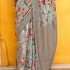 Amazing Grey Digital Printed Cotton Silk Saree With Enigmatic Blouse Piece