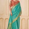 Posh Firozi Cotton Silk Saree With Excellent Blouse Piece
