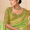 Magnetic Green Cotton Silk Saree With Prettiest Blouse Piece