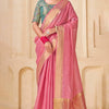 Epiphany Pink Cotton Silk Saree With Intricate Blouse Piece