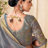 Vestigial Grey Cotton Silk Saree With Delightful Blouse Piece