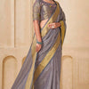 Vestigial Grey Cotton Silk Saree With Delightful Blouse Piece