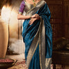 Quintessential Navy Blue Soft Banarasi Silk Saree With Blissful Blouse Piece