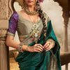 Incomparable Dark Green Soft Banarasi Silk Saree With Lassitude Blouse Piece