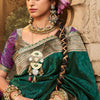 Incomparable Dark Green Soft Banarasi Silk Saree With Lassitude Blouse Piece