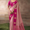 Splendiferous Baby Pink Banarasi Satin Silk Saree With Prodigal Blouse