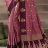 Ineffable Pink Banarasi Satin Silk Saree With Vibrant Blouse