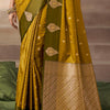 Cynosure Mustard Banarasi Satin Silk Saree With Imaginative Blouse