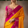 Stunning Yellow Banarasi Satin Silk Saree With Beguiling Blouse