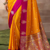 Stunning Yellow Banarasi Satin Silk Saree With Beguiling Blouse