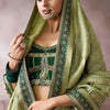Flamboyant Green Banarasi Satin Silk Saree With Traditional Blouse