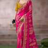 Demanding Dark Pink Banarasi Satin Silk Saree With Aplomb Blouse