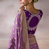 Eclat Lavender Banarasi Satin Silk Saree With Incredible Blouse