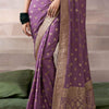 Eclat Lavender Banarasi Satin Silk Saree With Incredible Blouse