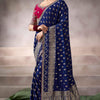 Denouement Navy Blue Banarasi Satin Silk Saree With Lissome Blouse