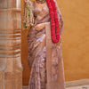Divine Brown Digital Printed Cotton Silk Saree With Dalliance Blouse Piece