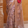 Divine Brown Digital Printed Cotton Silk Saree With Dalliance Blouse Piece