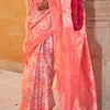 Enticing Peach Digital Printed Cotton Silk Saree With Panache Blouse Piece