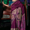 Devastating Purple Banarasi Satin Silk Saree With Embellished Blouse