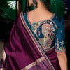 Devastating Purple Banarasi Satin Silk Saree With Embellished Blouse