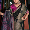 Alluring Black Banarasi Satin Silk Saree With Adoring Blouse