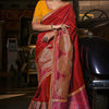 Majesty Red Banarasi Satin Silk Saree With Incomparable Blouse