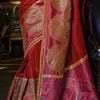 Majesty Red Banarasi Satin Silk Saree With Incomparable Blouse