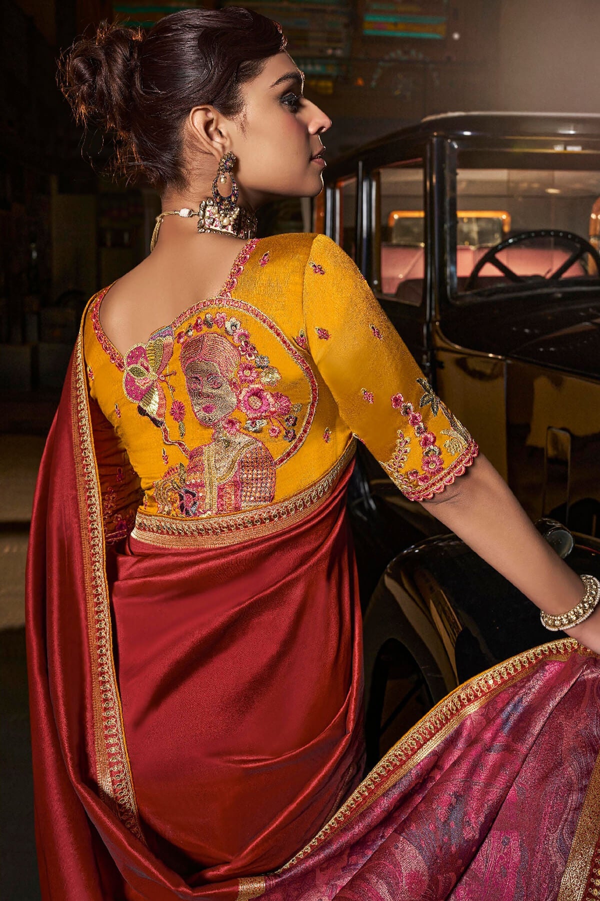 Majesty Red Banarasi Satin Silk Saree With Incomparable Blouse