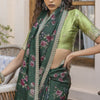 Ratatouille Dark Green Printed Pure Viscose Dola Silk Saree With Exquisite Blouse Piece