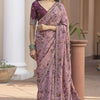 Panoply Lavender Printed Pure Viscose Dola Silk Saree With Magnificat Blouse Piece