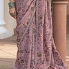Panoply Lavender Printed Pure Viscose Dola Silk Saree With Magnificat Blouse Piece