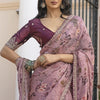 Panoply Lavender Printed Pure Viscose Dola Silk Saree With Magnificat Blouse Piece