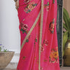 Flameboyant Dark Pink Printed Pure Viscose Dola Silk Saree With Staggering Blouse Piece