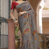 Wonderful Grey Printed Pure Viscose Dola Silk Saree With Most Flattering Blouse Piece