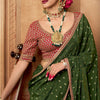 Devastating Dark Green Pure Viscose Crape Silk Saree With Adoring Blouse Piece