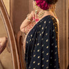 Deserving Black Pure Viscose Crape Silk Saree With Glowing Blouse Piece