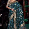 Ideal Rama Soft Banarasi Silk Saree With Sizzling Blouse Piece