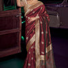 Delectable Maroon Soft Banarasi Silk Saree With Pretty Blouse Piece