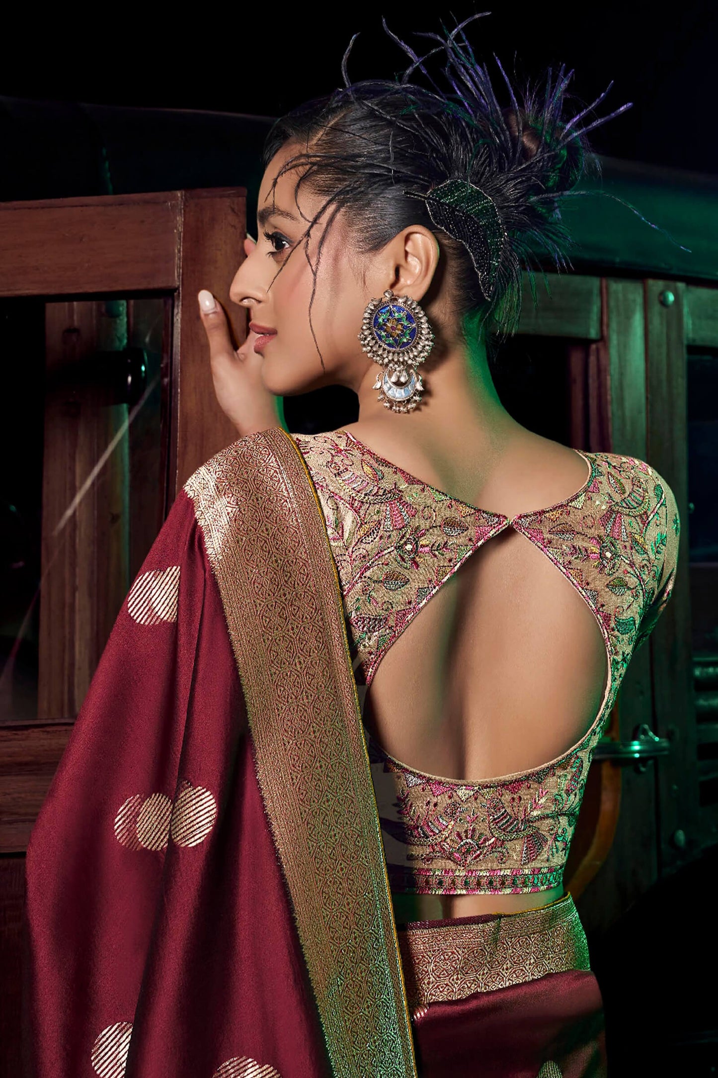 Delectable Maroon Soft Banarasi Silk Saree With Pretty Blouse Piece