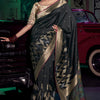 Prominent Black Soft Banarasi Silk Saree With Supernal Blouse Piece