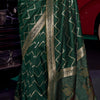Amazing Dark Green Soft Banarasi Silk Saree With Gleaming Blouse Piece