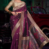 Symmetrical Wine Soft Banarasi Silk Saree With Evocative Blouse Piece
